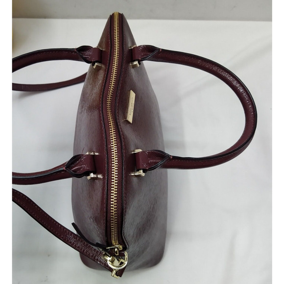 Kate Spade Plum Purple Patent Leather Top Handle Zipper Satchel Shoulder Bag - Picture 10 of 16